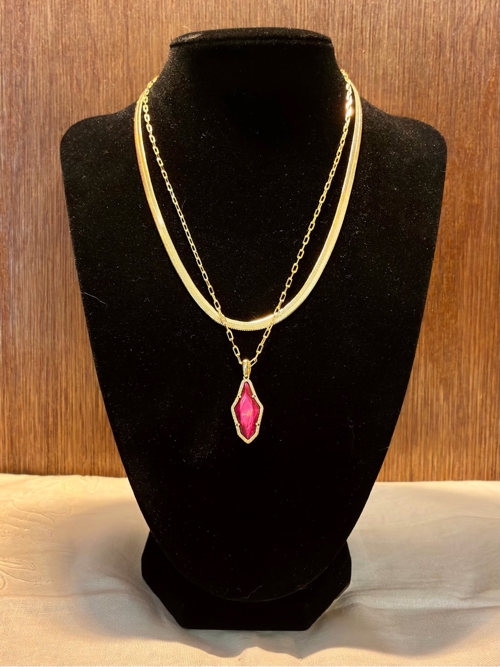 Kendra Scott Multi-Strand Layered Necklace | Gold & Magenta